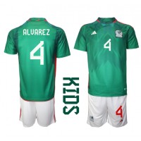 Camiseta México Edson Alvarez #4 Primera Equipación Replica Mundial 2022 para niños mangas cortas (+ Pantalones cortos)